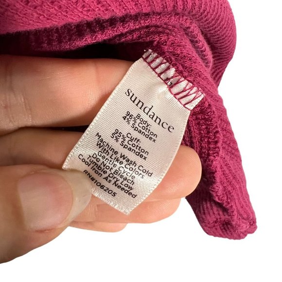 Sundance Red Waffle Knit Long Sleeve Top Medium - Picture 4 of 8